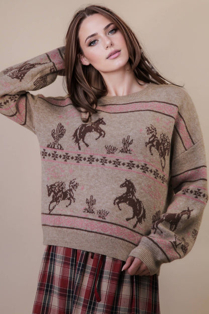 Western Express Knit Sweater - Small Mauve remains