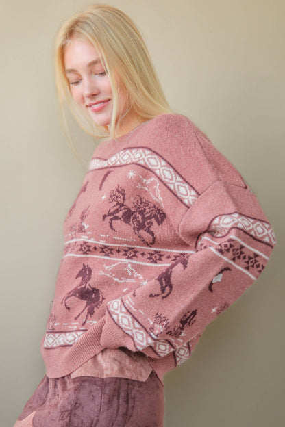 Western Express Knit Sweater - Small Mauve remains