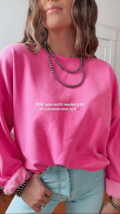 Western Faux Sterling Pearl Necklace Set | Layered 18" & 22" Graduated Bead Duo