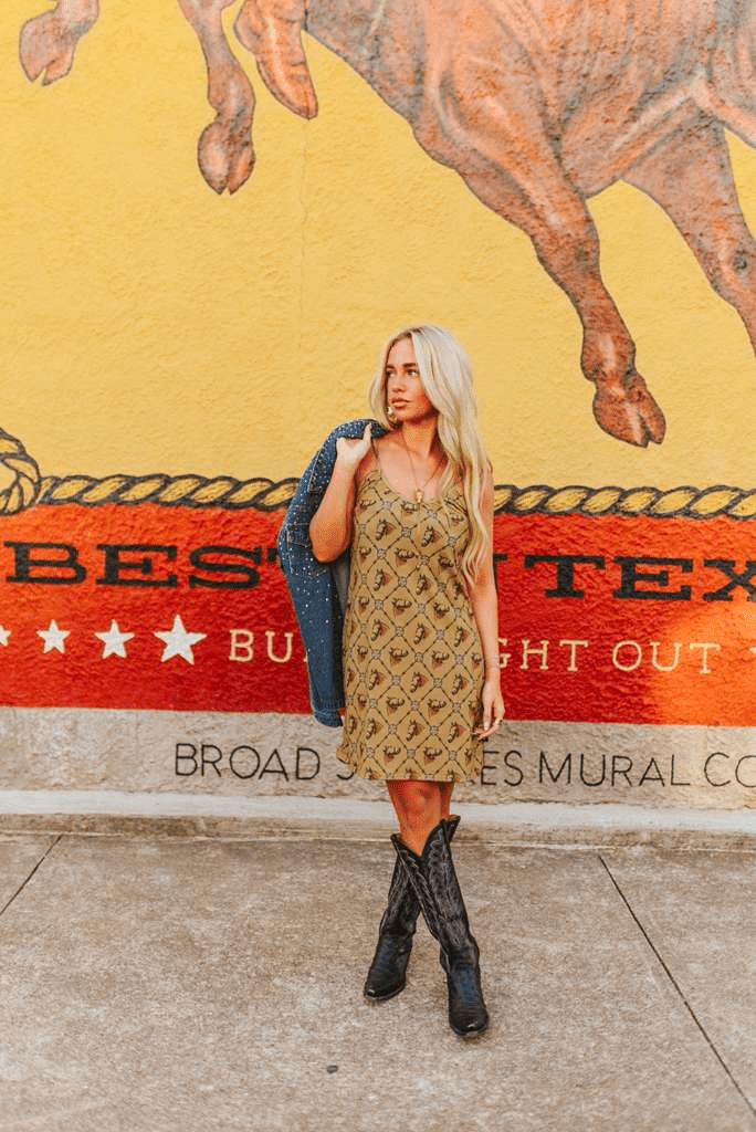 Western Horse Printed Spaghetti Strap Dress