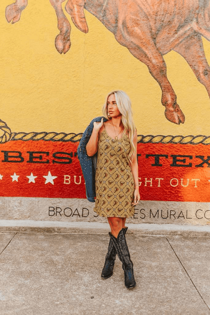 Western Horse Printed Spaghetti Strap Dress