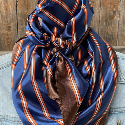 35X35" Orange and Blue Stripes Wild Rag / Scarf WR547