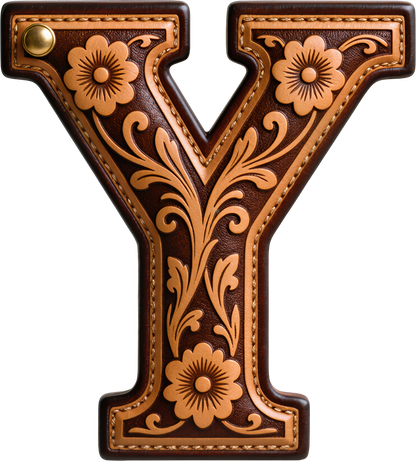 Monogrammed Initial Western Leather Look Saddle Longhorn Cowboy Cowgirl Kitchen Dish Towels Made in America